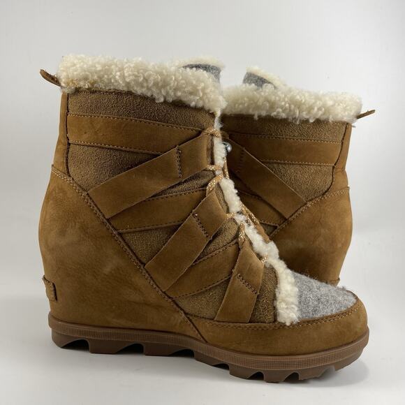 Sorel Joan of Arcric Wedge II Cozy Boots Womens Size 9 Tan Suede Lace Up Booties - Picture 11 of 11